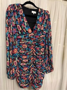 ACOA Floral V-Neck Mini Dress - Multicolor